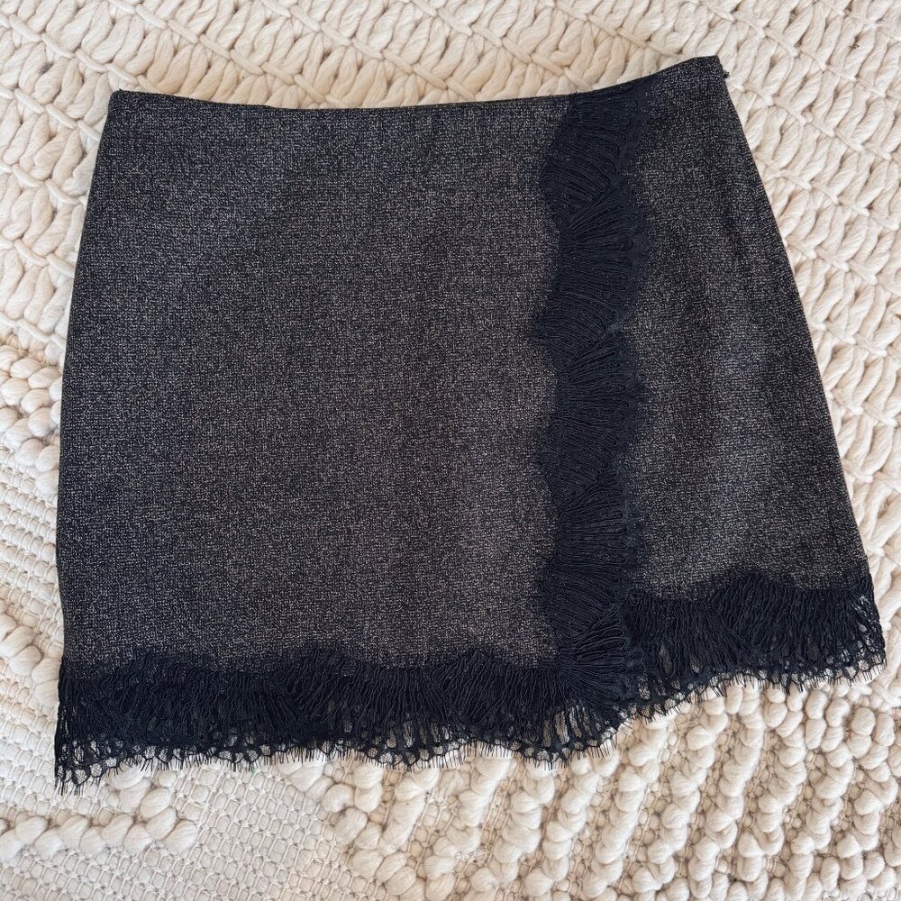 A.L.C. Sophia Sparkly Lace-Trim Mini Skirt